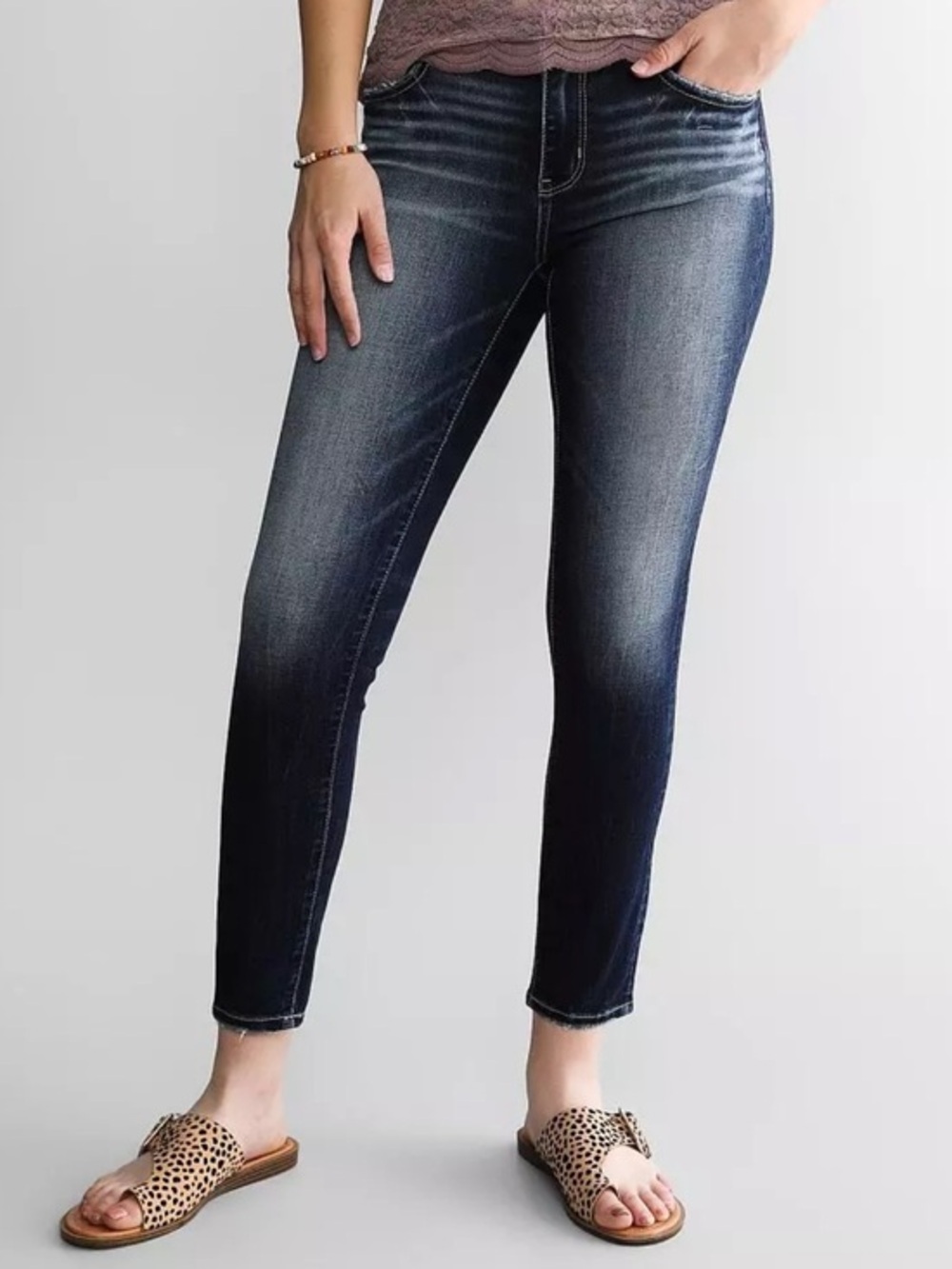 BKE Victoria Women's Mid-Rise Skinny Jeans - Dark Blue Wash